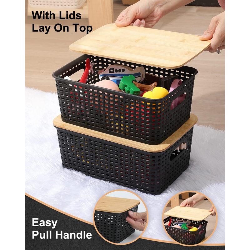 Plastic Storage Bins With Lid Set of 6 Storage Baskets for Organizing deals Containers